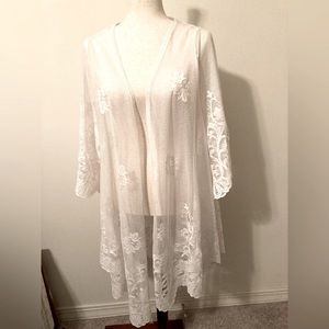 Eyeshadow -  Open Front Lace Duster/Kimono/Cardigan Size L